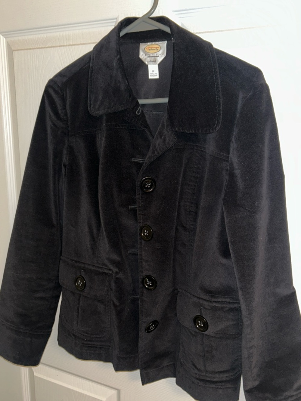 Talbots Black Velvet Button-Front Blazer